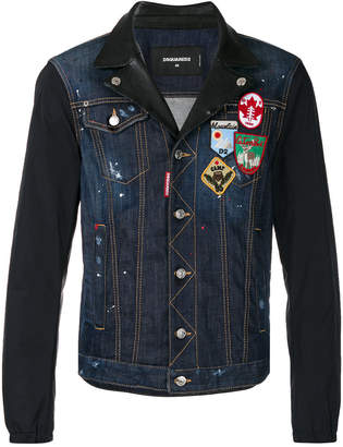 DSQUARED2 denim and leather patch jacket
