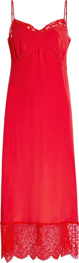 Simone Rocha Lace-trim Crepe de Chine Midi Slip Dress