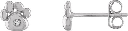 Junior Jewels JuniorJewelsSterlingSilverChildren'sDiamondAccentDogPawEarrings