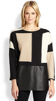 Thumbnail for your product : Lafayette 148 New York Geometric Flocked Jersey Oversized Sweater