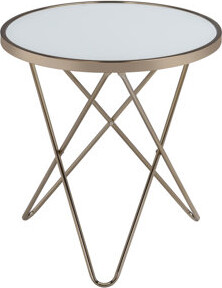 Elegant End Table With Frosted Glass Top In Champagne - Adds Elegance To Living Area Finish Metal 22 X In, And Stylish