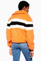 Thumbnail for your product : Topshop Womens Petite Borg Biker Jacket - Orange