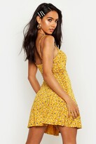 Thumbnail for your product : boohoo Ditsy Floral Ruched Front Strappy Skater Dress