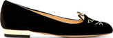 Thumbnail for your product : Charlotte Olympia Black Velvet Kitty Flats