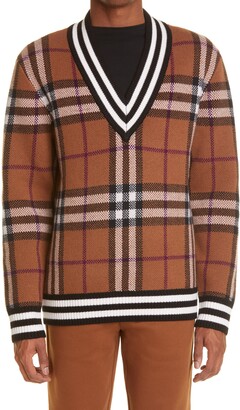 Mens Burberry Check Sweater | Shop the world's largest collection 