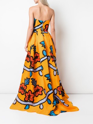 Carolina Herrera Floral Strapless Gown