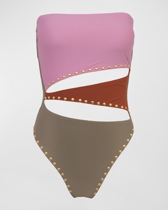 Vix Frida Colorblock Strapless One-Piece Swimsuit