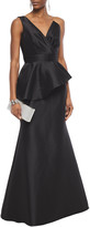 Thumbnail for your product : Badgley Mischka One-shoulder Faille Peplum Gown