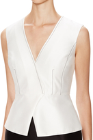 Thumbnail for your product : Carolina Herrera Cotton Silk Seamed V-Neck Dress