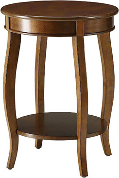 Lark Manor Walnut Round Side Table With Ample Bottom Shelf Storage Versatile For Home Organization