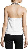 Thumbnail for your product : MLV Beaded-Trim Halter Top, White