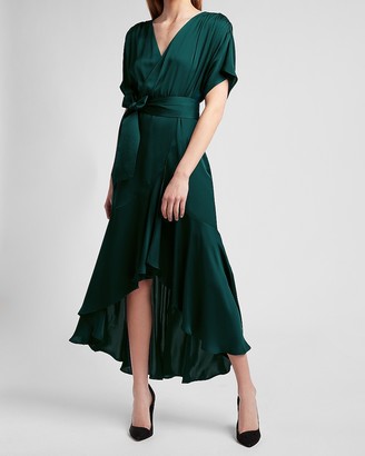 wrap front ruffle dress