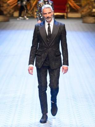 Dolce & Gabbana Floral Brocade And Satin Three Piece Suit - Mens - Black