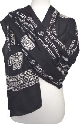 Omsutra Karma Mantra Prayer Shawl With Elephant Print