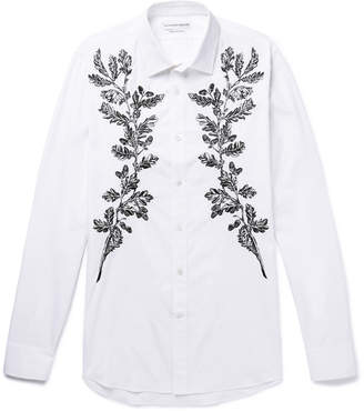 Alexander McQueen Embroidered Cotton-Poplin Shirt