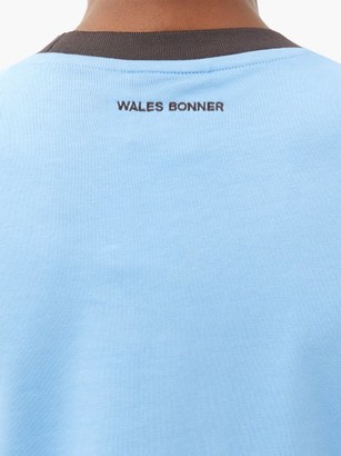 ADIDAS X WALES BONNER Logo-embroidered Cotton-blend Jersey T-shirt - Blue