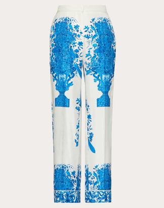 Valentino Printed Twill Pajama Pants Women Ivory/blue Silk 100% 42
