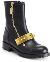 Thumbnail for your product : Alexander McQueen Leather Metal-Detail Biker Boots