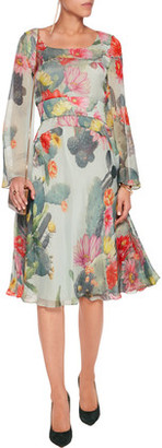 Matthew Williamson Flared Printed Silk-Chiffon Dress