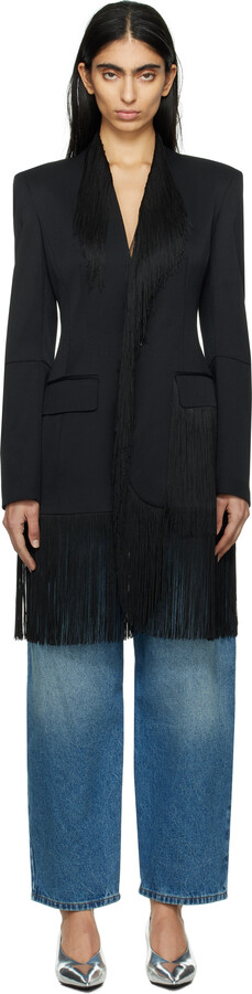 MM6 MAISON MARGIELA Black Wool Tailoring Fringe Blazer