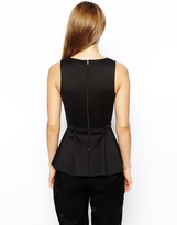 Thumbnail for your product : ASOS Peplum Top with Mesh and Gold Bar