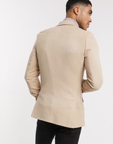 Thumbnail for your product : ASOS DESIGN super skinny double breasted blazer in camel oxford