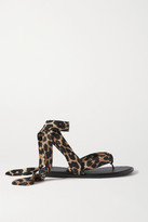 Thumbnail for your product : Ganni Leopard-print Shell And Leather Sandals