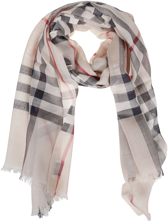 Burberry Giant Check Gauze Scarf ShopStyle Scarves
