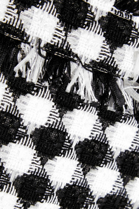 MSGM Organza-paneled gingham tweed mini skirt