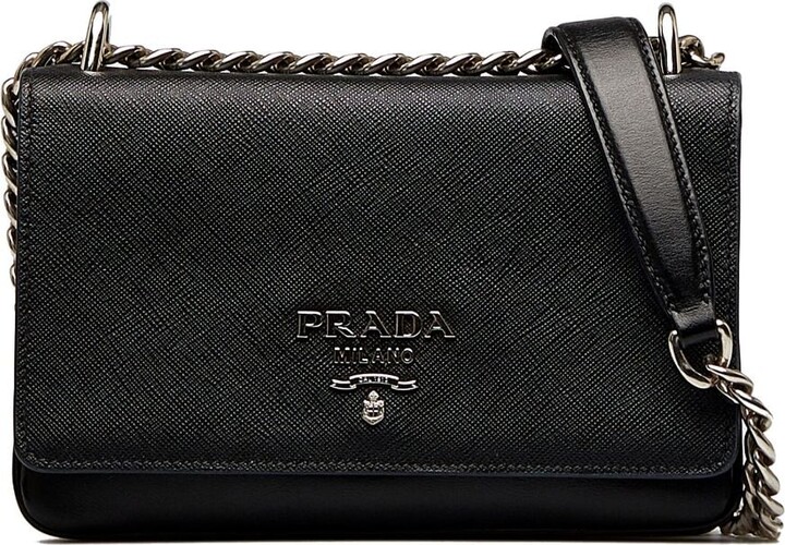 Prada Black Saffiano Leather Cinghiale Flap Crossbody Bag at 1stDibs