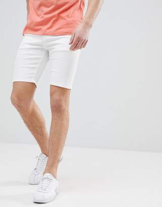 ASOS Design DESIGN denim shorts in super skinny white