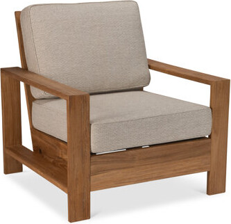 Ebern Designs Lowman Teak Patio Chair with Cushions