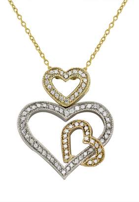 Effy 14K Tri-Color Gold Diamond Hearts Pendant, 0.38 TCW