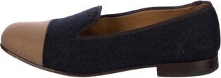 Stubbs & Wootton Wool Loafers Blue Colorblock Pattern Semi-Pointed Toes | Stubbs & Wootton Wool Colorblock Pattern Loafers in Blue, Women's US 9 | 9