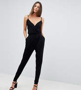 Thumbnail for your product : ASOS Tall DESIGN Tall cami wrap jumpsuit with peg leg