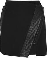 Thumbnail for your product : Rag and Bone 3856 Rag & bone Flight leather-trimmed cotton-blend skirt