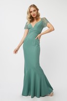 Thumbnail for your product : Little Mistress Bridesmaid Layla Nile Blue Embellished Lace Sleeve Maxi Dress