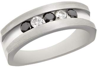 Effy Men's Sterling Silver Black and White Diamond Ring, 0.50 TCW