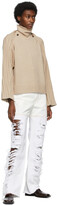 Thumbnail for your product : Peter Do White Asymmetric Combo Rip Jeans