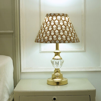 East Urban Home Timeless Floral Hand Block Printed Linen Detachable Lampshade - TULSI BUTI