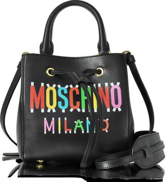 Moschino Black Leather Mini Satchel Bag w/Detachable Shoulder Strap
