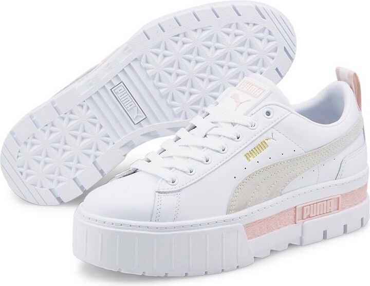 Puma Mayze platform sneakers in white and pink - ShopStyle