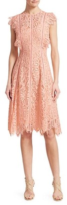 Lela Rose Cap Sleeve Lace A-Line Dress