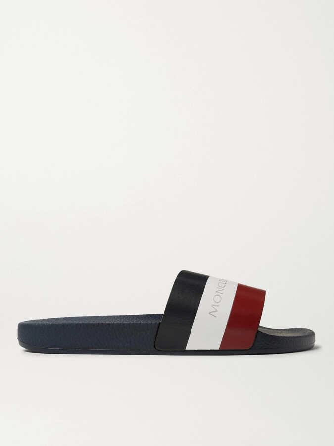 Moncler Basile Logo-Print Striped Leather Slides - ShopStyle Flip Flop  Sandals
