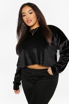 Thumbnail for your product : boohoo Velour Slouchy Crop Top