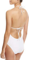 Thumbnail for your product : La Blanca Eden Floral-Embroidered Halter One-Piece Swimsuit, White