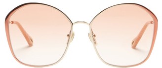 Chloé Oversized Cat-eye Metal Sunglasses - Nude