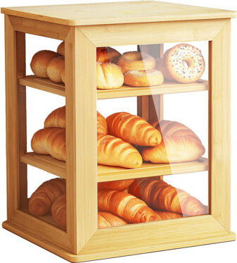 Corrigan Studio Kitchen Countertop Bread Rack, Wooden Large Capacity, Suitable For Kitchen Countertop Corner