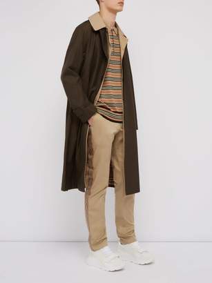 Burberry Icon Stripe Slim-leg Cotton-twill Chino Trousers - Mens - Camel