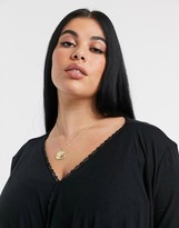 Thumbnail for your product : Vero Moda Curve wrap t-shirt with lace trim detail in black